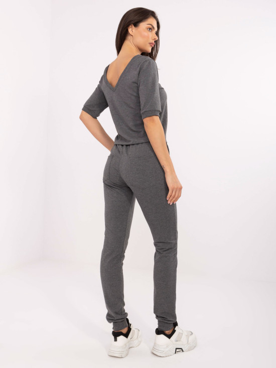 Sötétszürke színű melírozott női overál