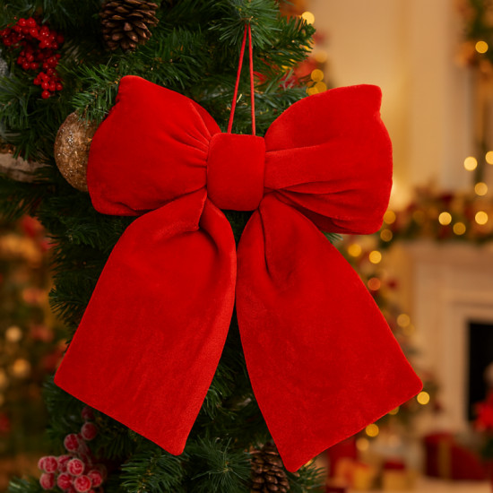 Piros karácsonyi masni 20x20 cm