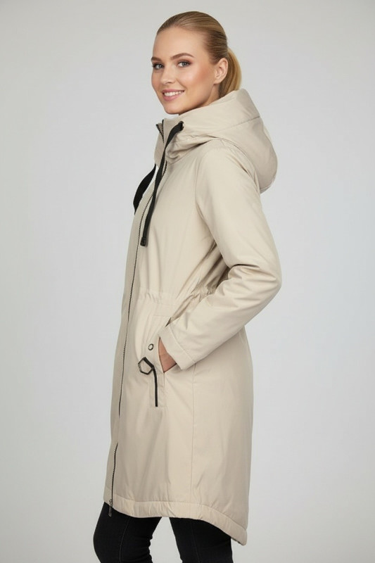 Átmeneti kapucnis kabát - krémszínű