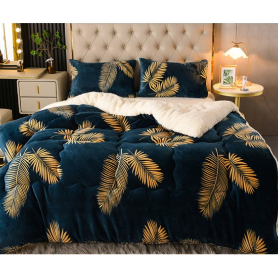 Puha plüss takaró XXL 180x220 - sötétkék/aranyszínű