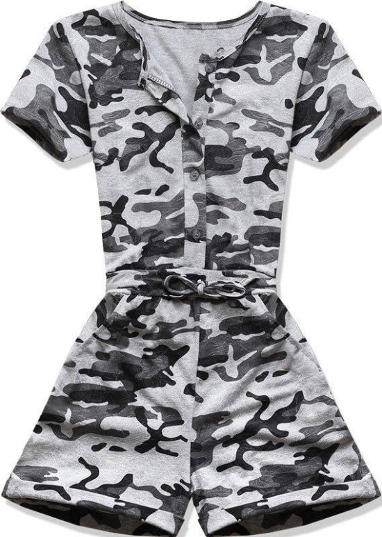 Szürke színű terepmintás overál