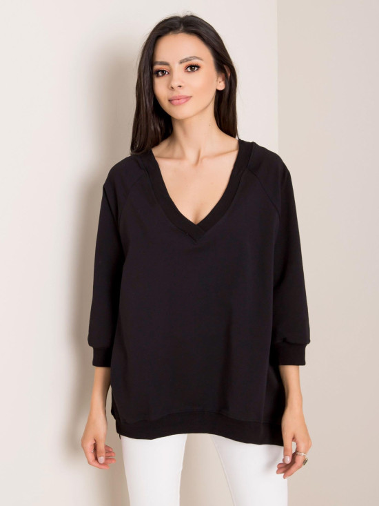 Oversize fekete színű pulóver RUE PARIS