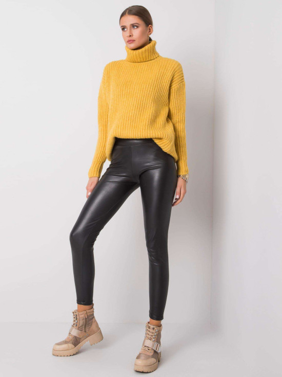Fekete eko bőr leggings RUE PARIS