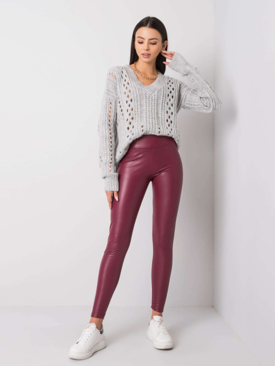 Bordó eko bőr leggings RUE PARIS