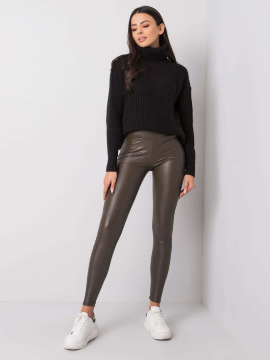 Sötét khaki eko bőr leggings RUE PARIS