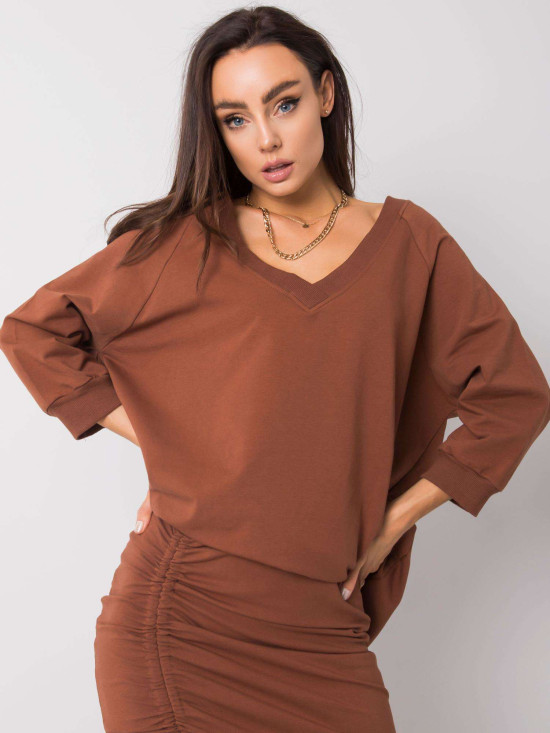 Barna színű oversize pulóver RUE PARIS