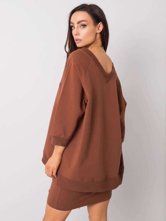 Barna színű oversize pulóver RUE PARIS