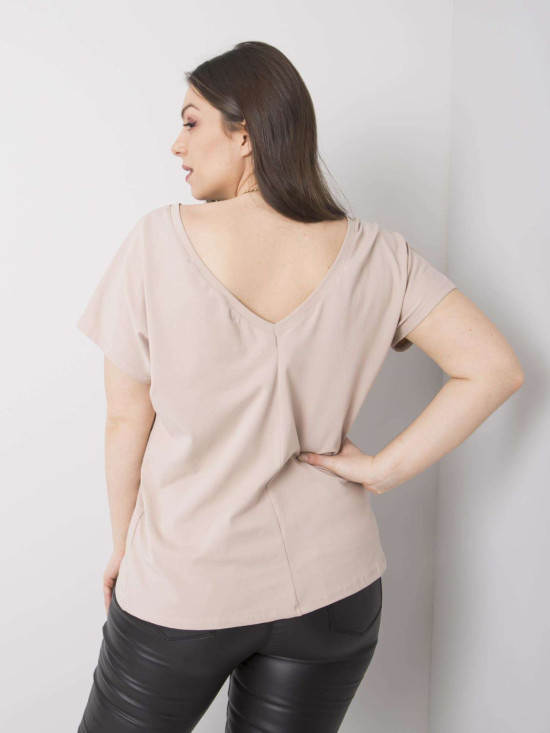 Bézs színű plus size pamut póló