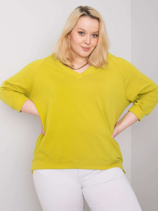 Világoszöld színű plus size pamut pulóver