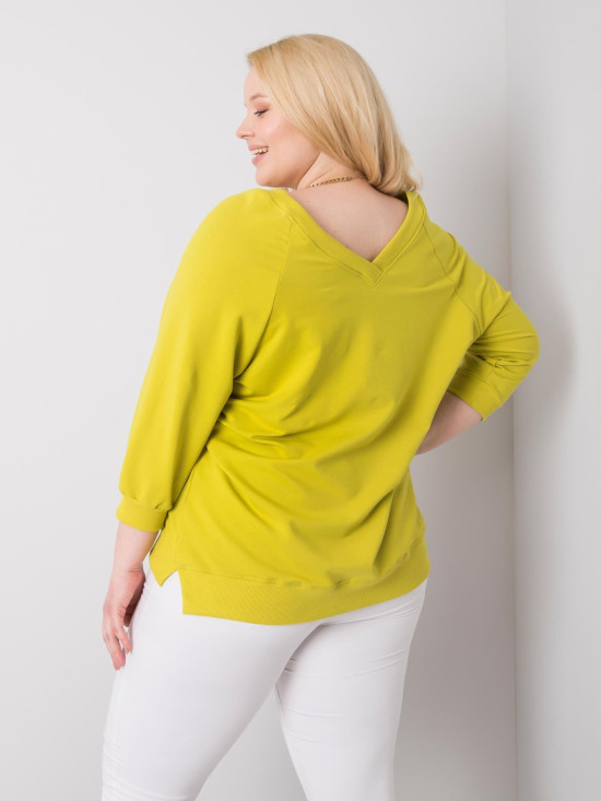 Világoszöld színű plus size pamut pulóver