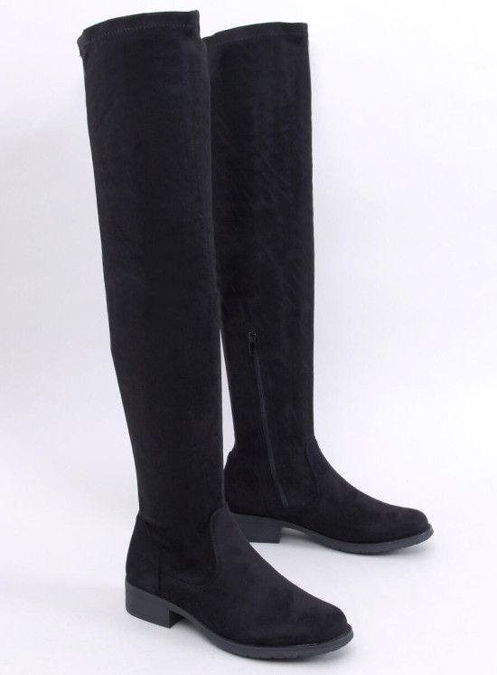 Magasszárú velúr csizma - fekete színű