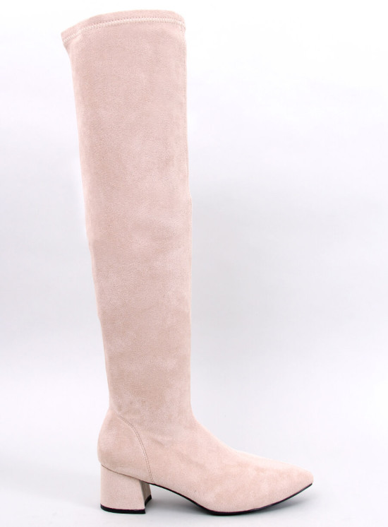 Tejfelszínű velúr combcsizma