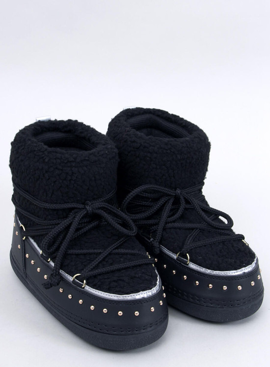 Hótaposó fűzéssel és műszőrmével - fekete színű