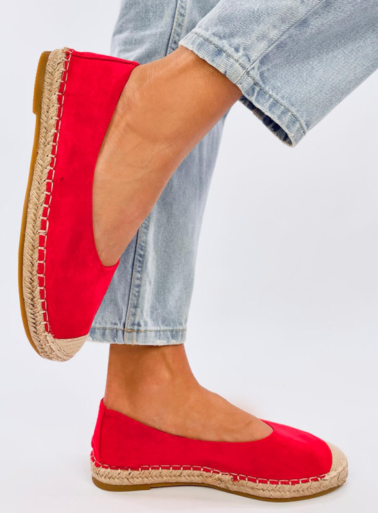 Piros színű velúr espadrilles cipő