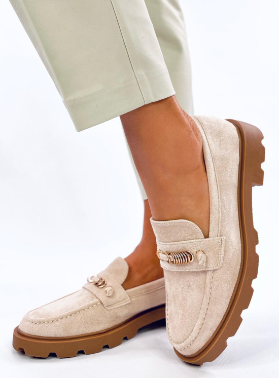 Elegáns velúr mokaszin - bézs színű