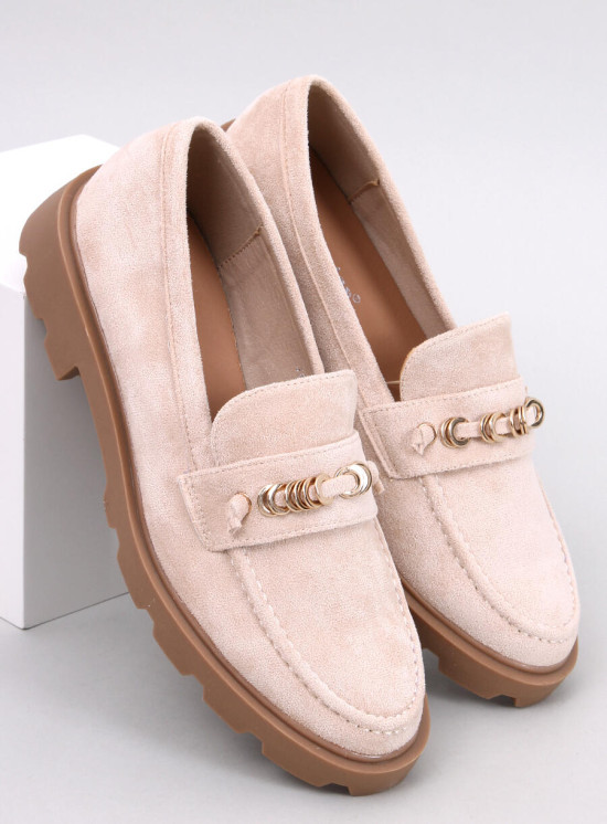 Elegáns velúr mokaszin - bézs színű