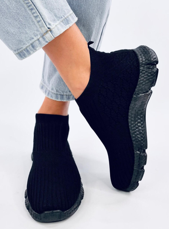 Női szövet slip-on tornacipő - fekete színű