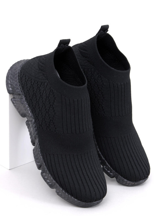 Női szövet slip-on tornacipő - fekete színű
