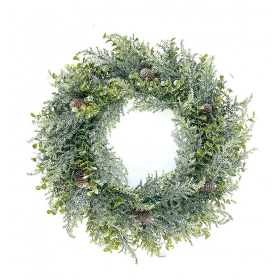 Karácsonyi ajtódísz, natúr zöld, 38 cm