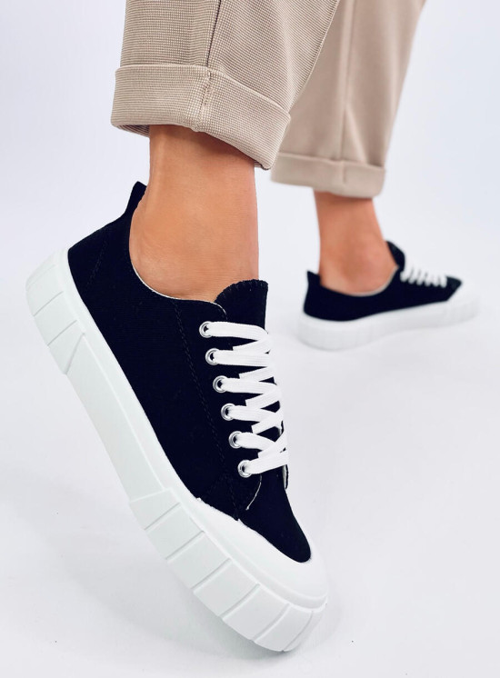 Fekete színű vászon női tornacipő