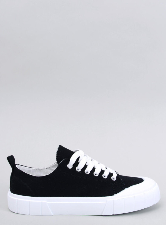 Fekete színű vászon női tornacipő