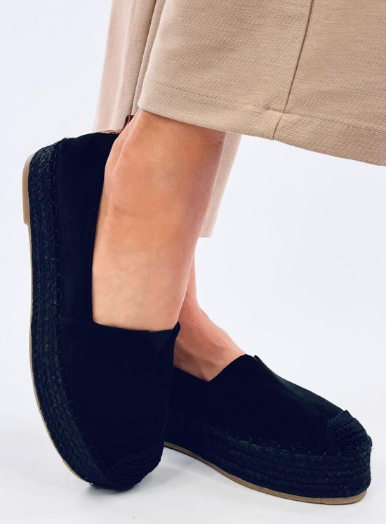Fekete színű espadrilles cipő platformon