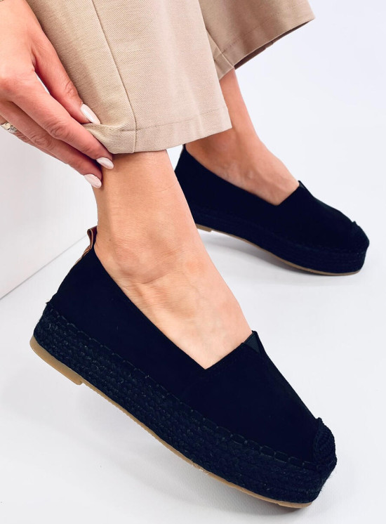 Fekete színű espadrilles cipő platformon