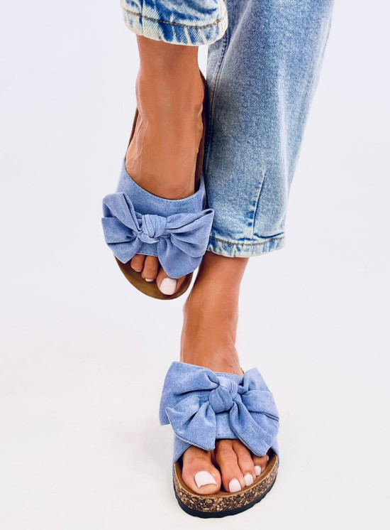 Parafa talpú papucs masnival - kék színű