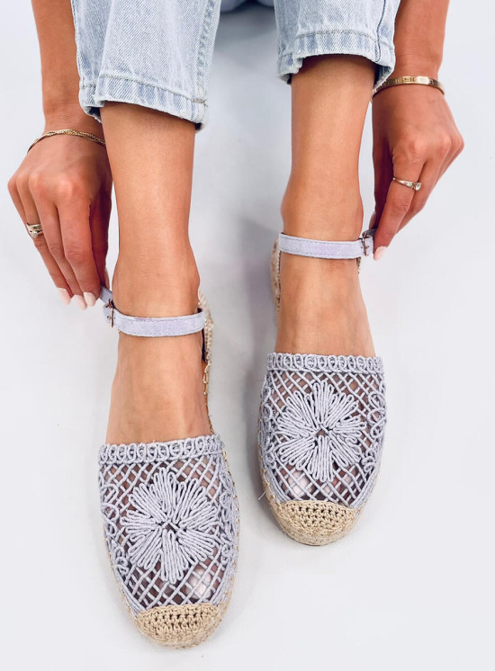 Lila színű espadrilles cipő csipke felsőrésszel