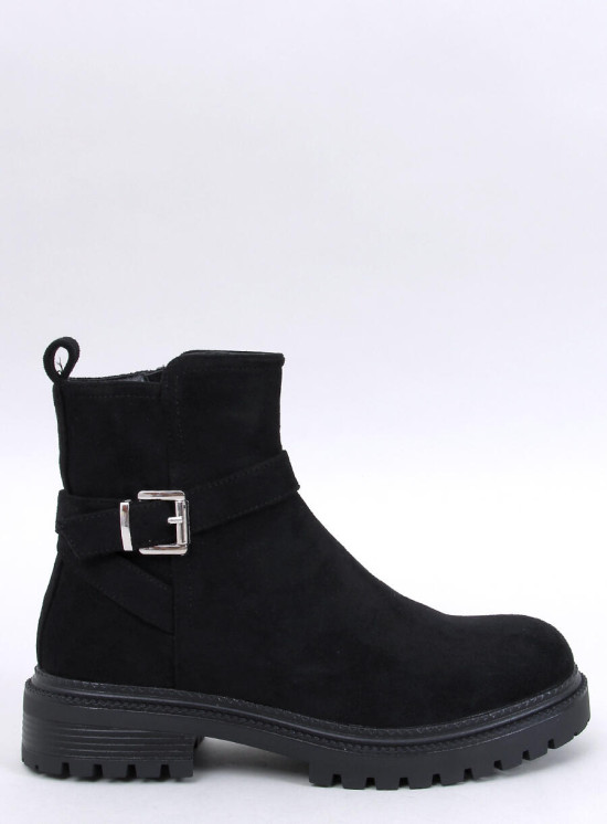 Velúr bokacsizma  - fekete színű