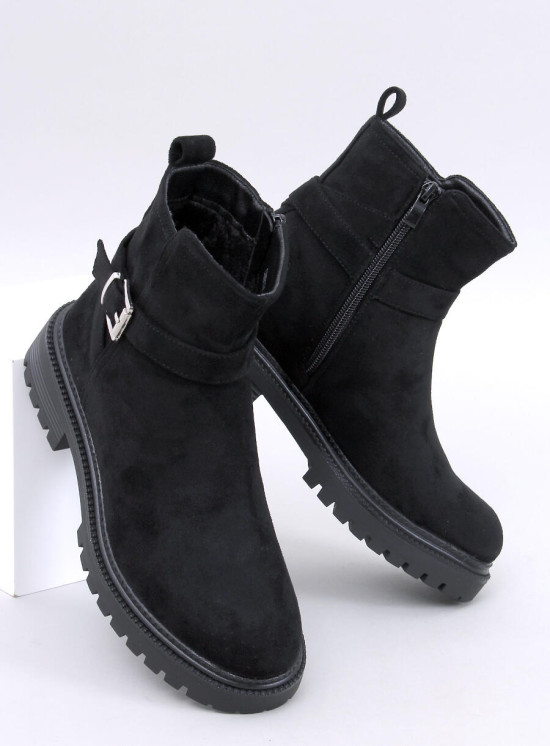Velúr bokacsizma  - fekete színű
