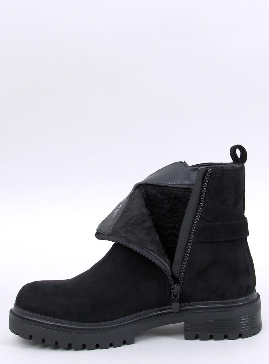 Velúr bokacsizma  - fekete színű