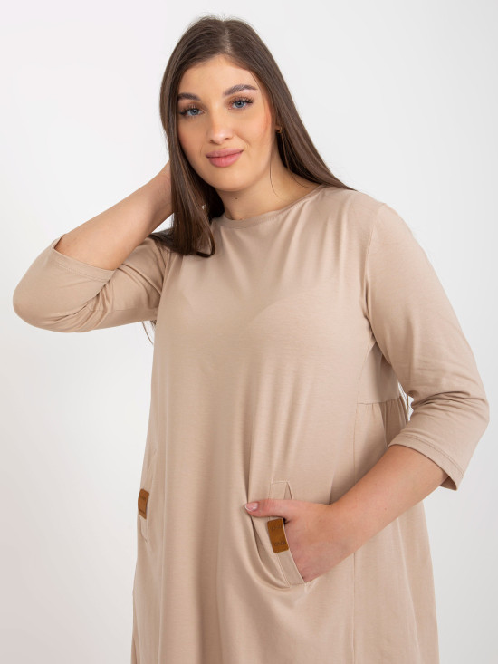 Bézs színű 3/4-es ujjú oversize ruha