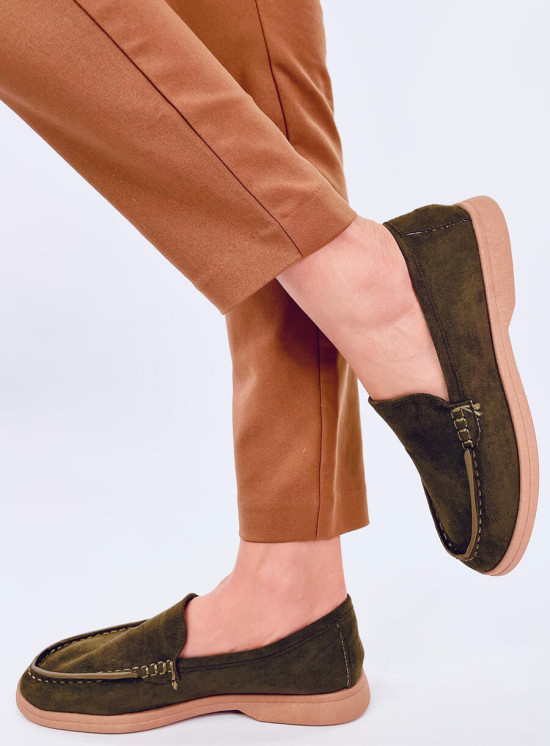 Extra puha női mokaszin - olívazöld színű