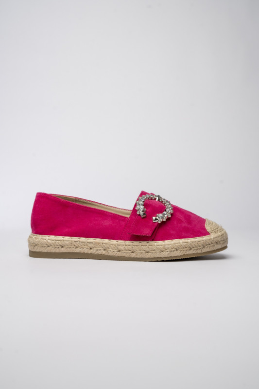 Rózsaszínű női espadrilles cipő csattal