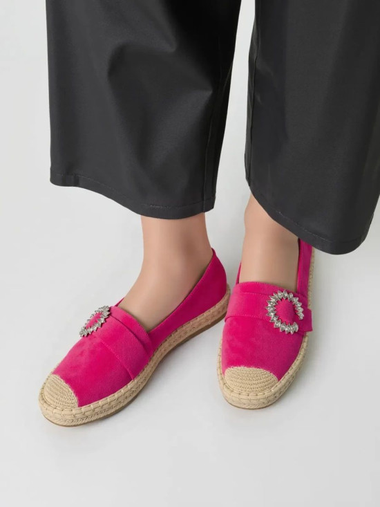 Rózsaszínű női espadrilles cipő csattal