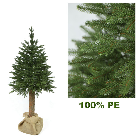 Természetes hatású lucfenyő karácsonyfa törzsön – 160 cm