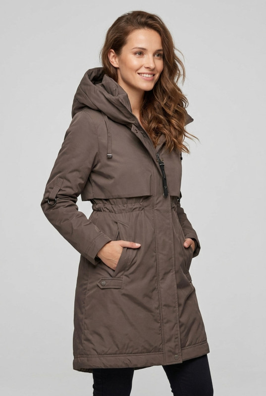 Átmeneti kabát kapucnival - barna színű