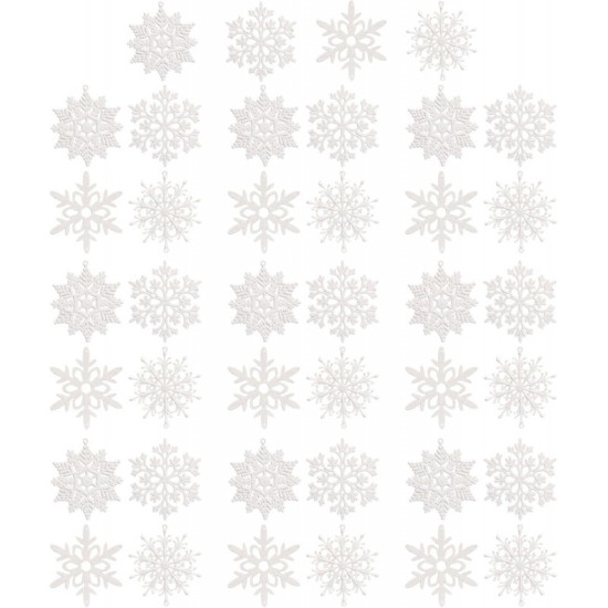 Karácsonyfadíszek – fehér csillagok, 10 cm, 40 darab