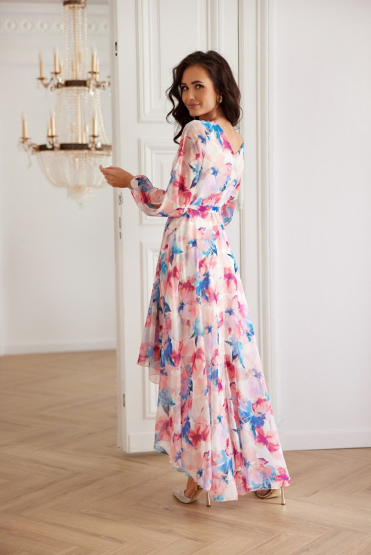 Rózsaszínű megkötős sifon midi ruha