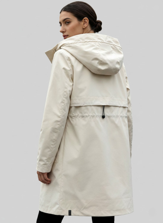 Krémszínű tavaszi parka állítható derékkal