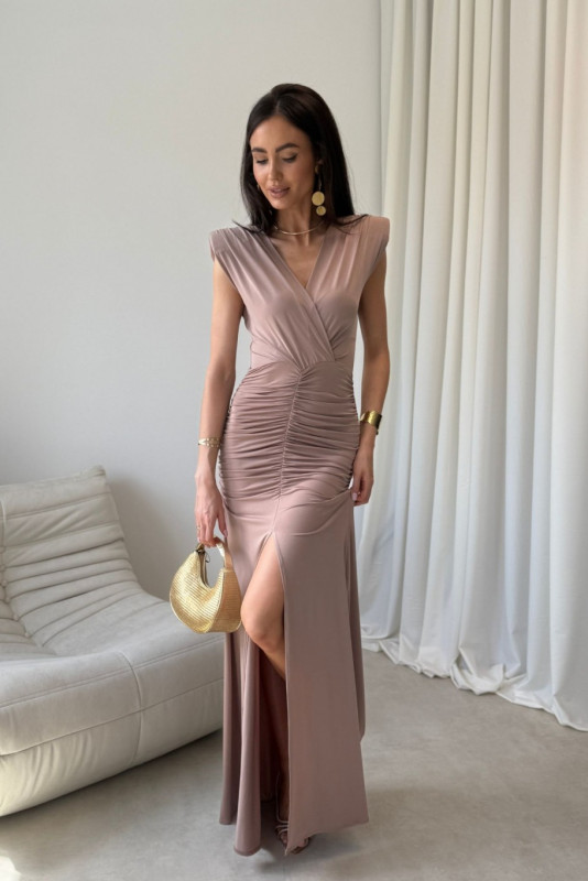 Noelia – maxi ruha mokka színben