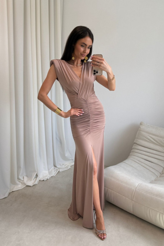Noelia – maxi ruha mokka színben