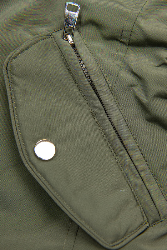 Kifordítható átmeneti parka - khaki és fekete színű
