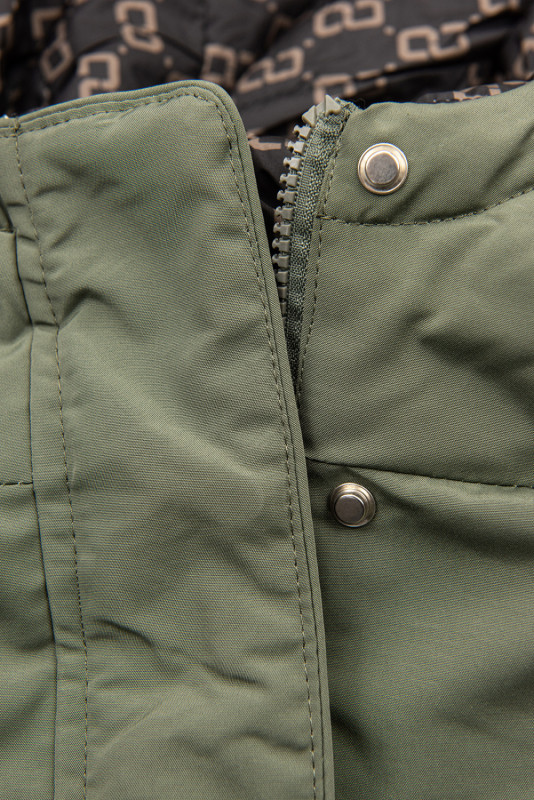 Kifordítható átmeneti parka - khaki és fekete színű