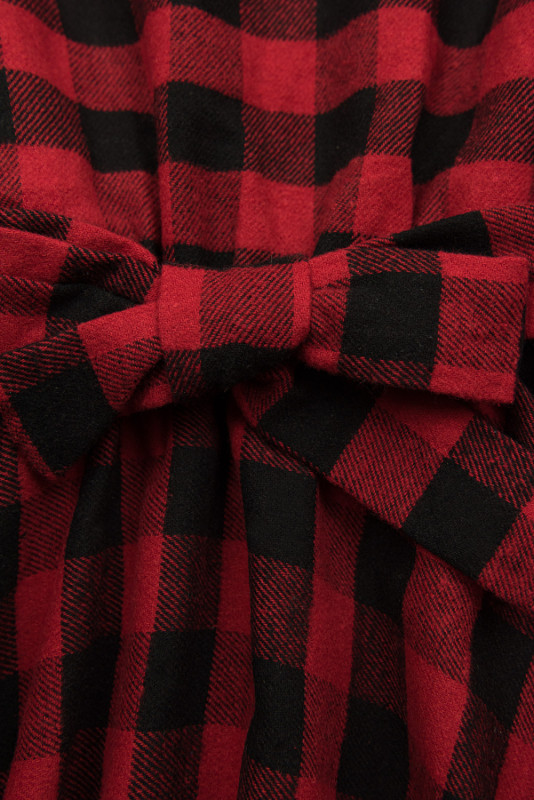 Piros színű A-vonalú kockás ruha