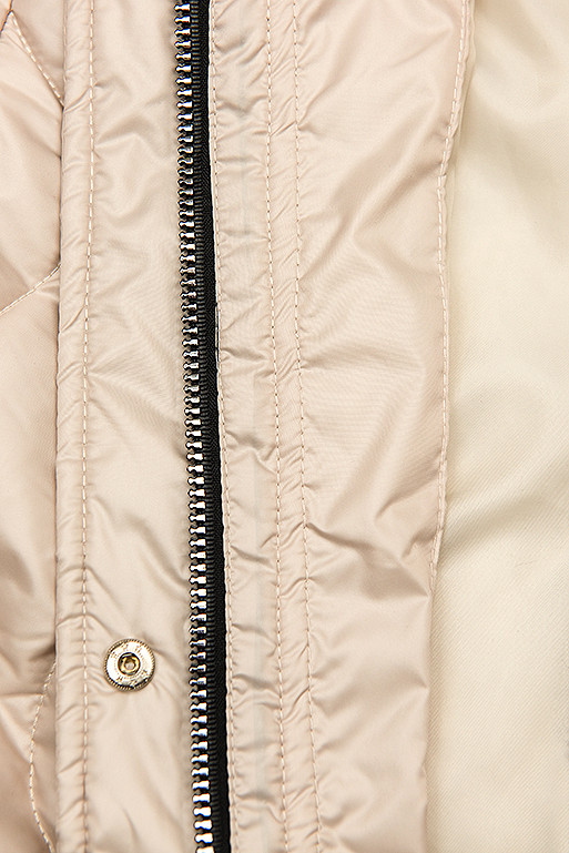 Bézs színű kapucni nélküli steppelt dzseki