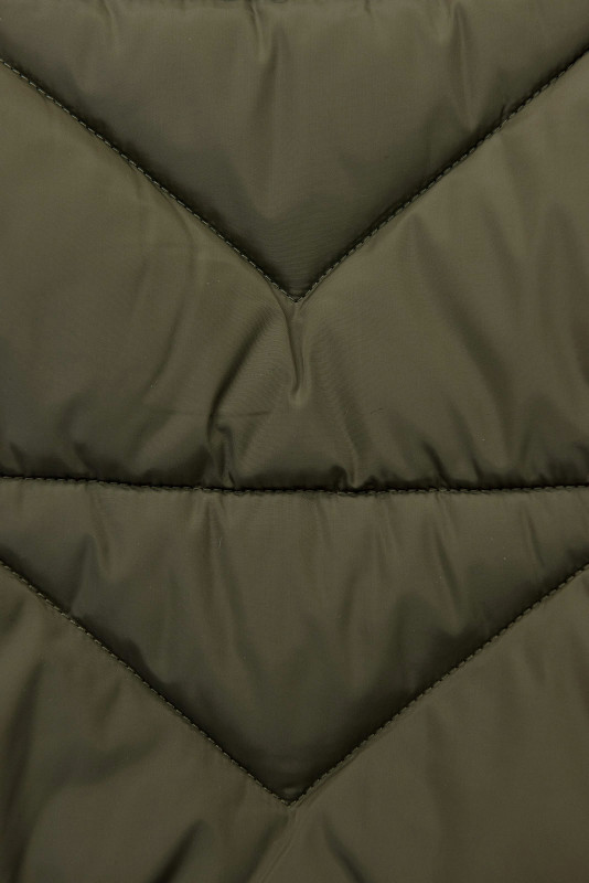 Elegáns téli kabát szőrmével - khaki színű