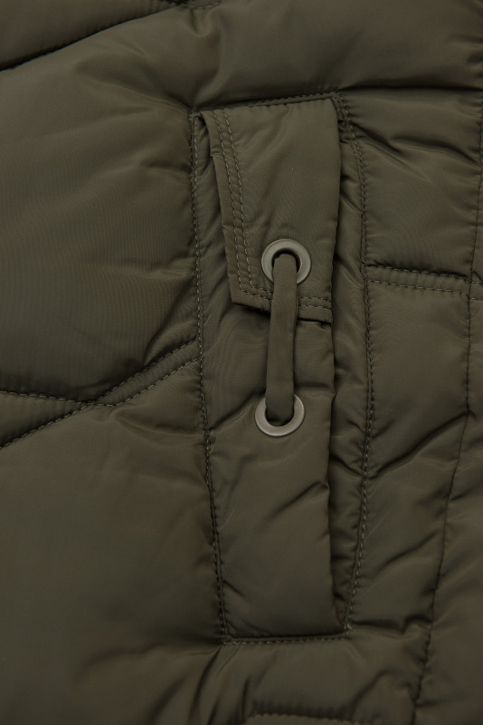 Elegáns téli kabát szőrmével - khaki színű