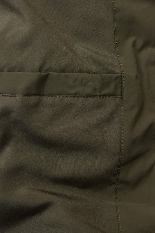 Elegáns téli kabát szőrmével - khaki színű